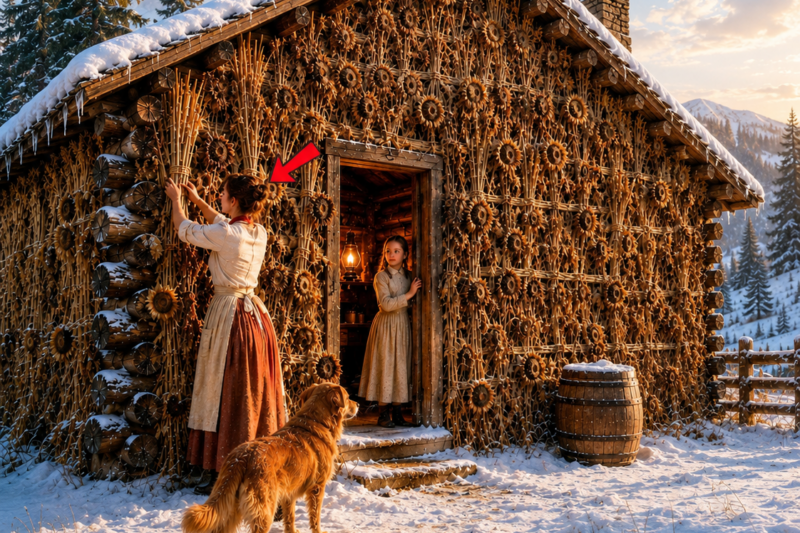 They Thought the Widow Planted Sunflowers Against Her Cabin for Decoration — Until the Blizzard Came
